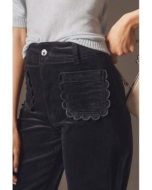 Maeve Black The Colette Crop Wide-Leg Trousers By Corduroy Scallop Pocket Edition