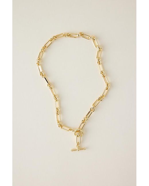 Anthropologie Metallic Chunky Chain T-Bar Necklace