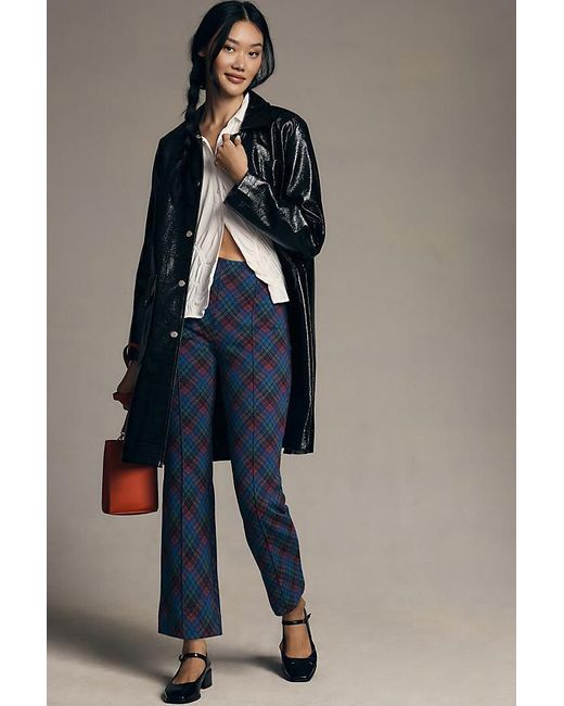 Maeve Blue The Margot Kick-flare Cropped Trousers By : Plaid Edition