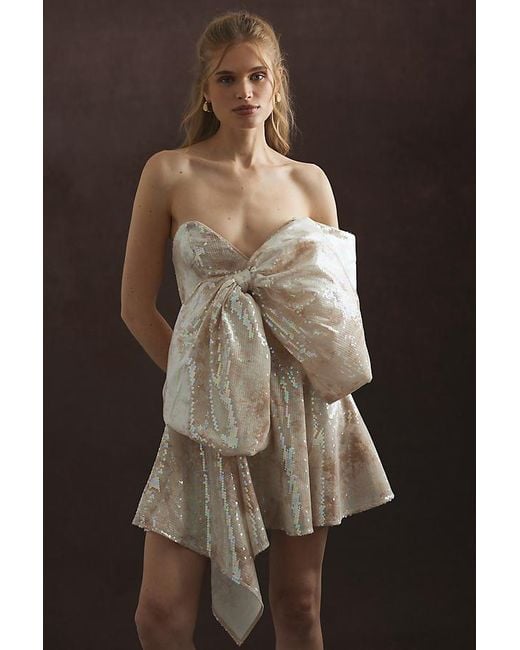 Bardot Brown Brydie Bow Sequin Mini Dress
