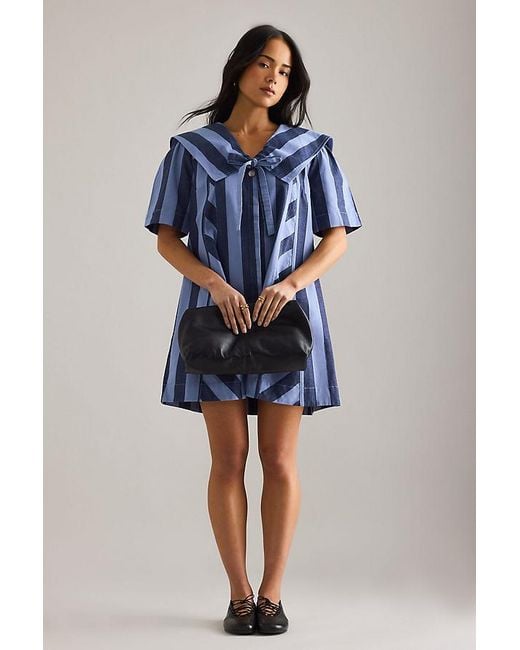 Damson Madder Blue Goldie Stripe Mini Dress