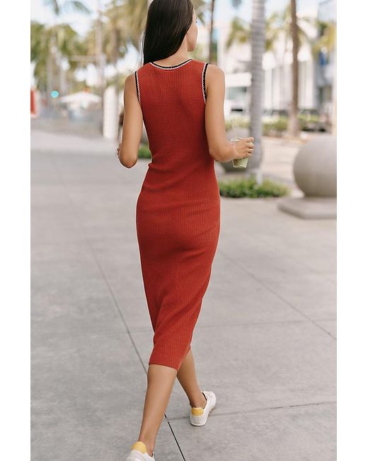 Varley Red Mikel Knit Midi Dress