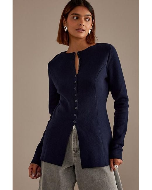 ALIGNE Blue Daphne Waisted Knit Blazer