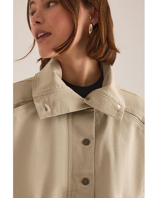 By Anthropologie Natural Funnel-Neck Utility Jacket