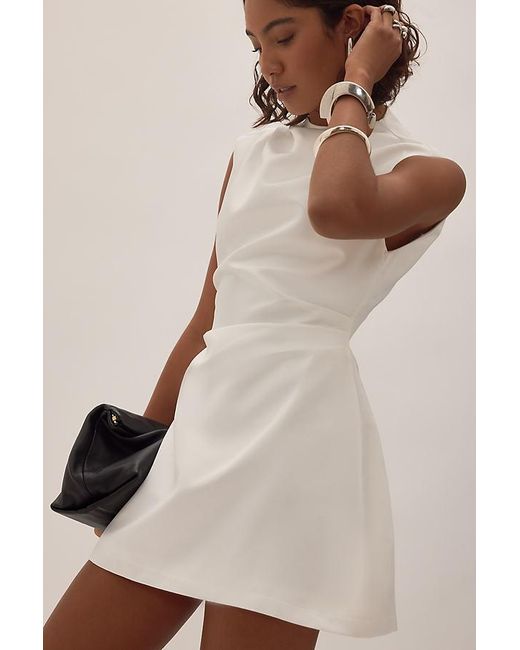 Odd Muse Natural Satin High-Neck Mini Dress