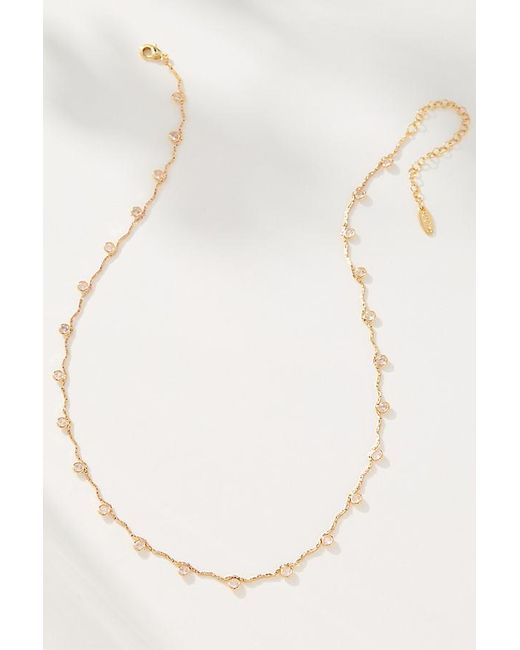 By Anthropologie White Delicate Crystal Necklace