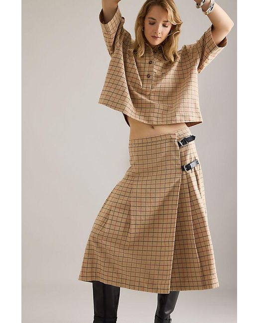 Barbour Natural Hollington Tartan Midi Skirt