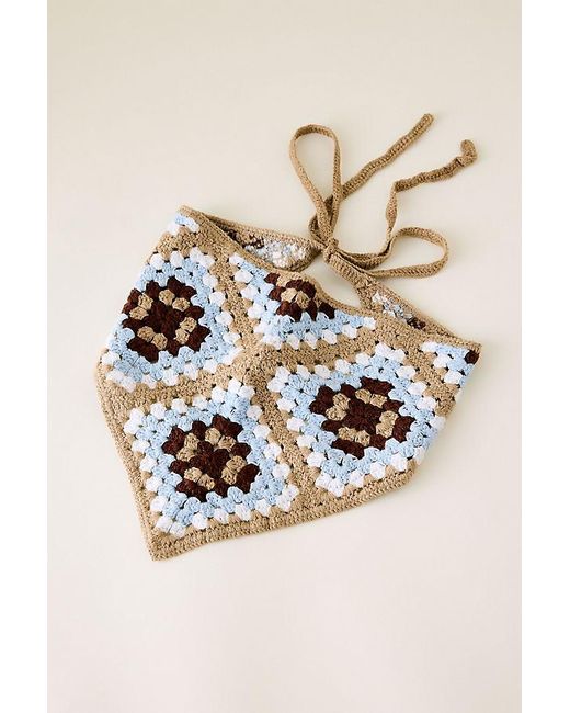 Anthropologie Natural Patterned Crochet Headscarf