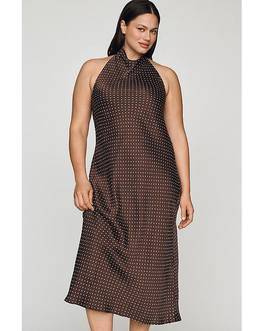Maeve Multicolor Cowled Halter Open-Back Midi Dress