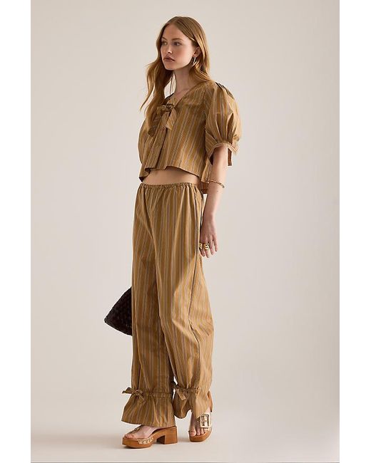 The Tiny Big Sister Natural Stripe Bow Trousers