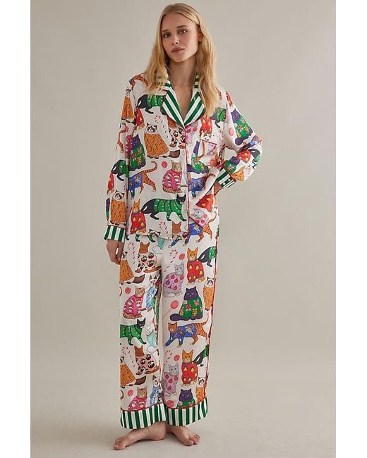 Karen Mabon Multicolor Have Yourself A Meowy Little Christmas Long-sleeve Pyjamas Set