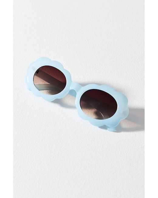 By Anthropologie Blue Scalloped Oval Sunglasses