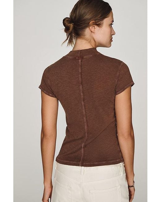 Pilcro Brown Cyris Cotton Modal Turtleneck T-Shirt