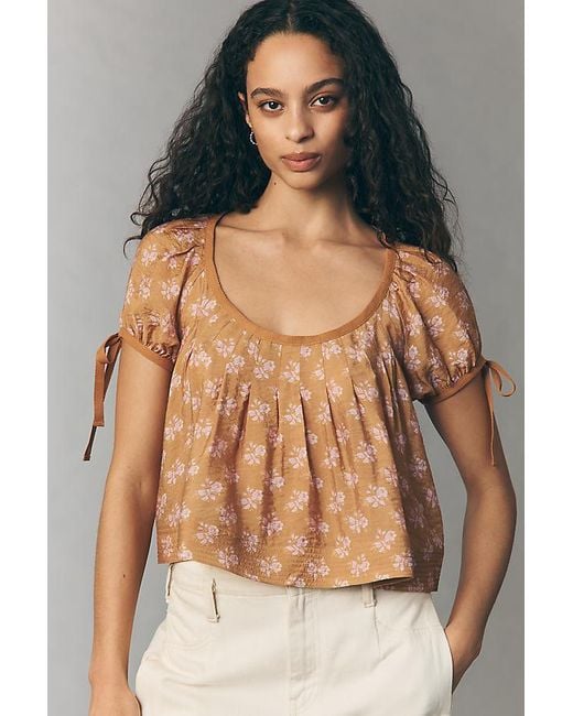 By Anthropologie Gray Scoop-Neck Swing Top