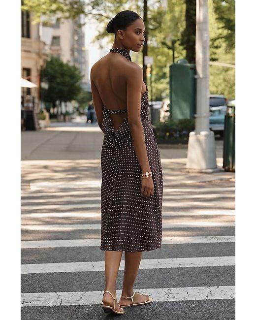 Maeve Multicolor Cowled Halter Open-Back Midi Dress