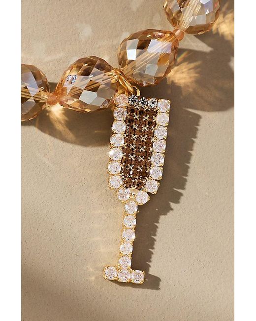 By Anthropologie Natural Festive Beaded Drink Charm Necklace