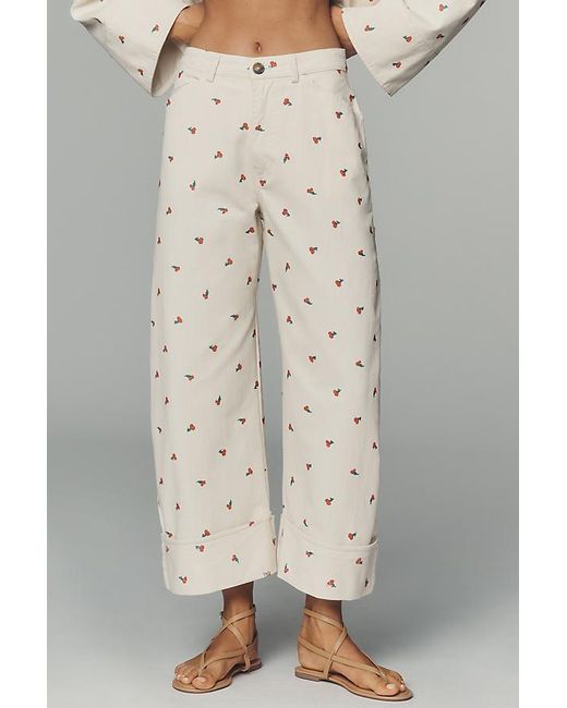 Pilcro Gray The Kayden Embroidered Carpenter Barrel Trousers By