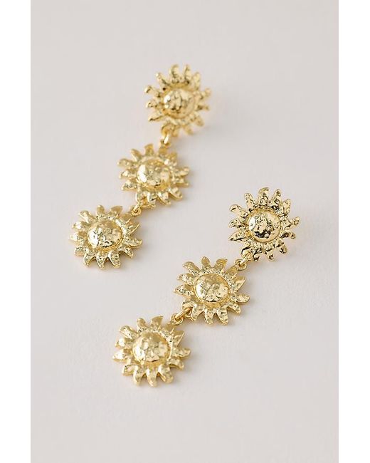 By Anthropologie Brown Sunflower Drop Earrings