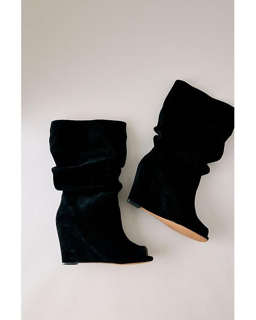 Silent D Black Kiki Peep-Toe Tall Boots