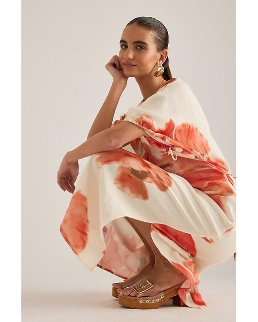 Never Fully Dressed Pink Simmi Short-Sleeve Floral Midi Dress