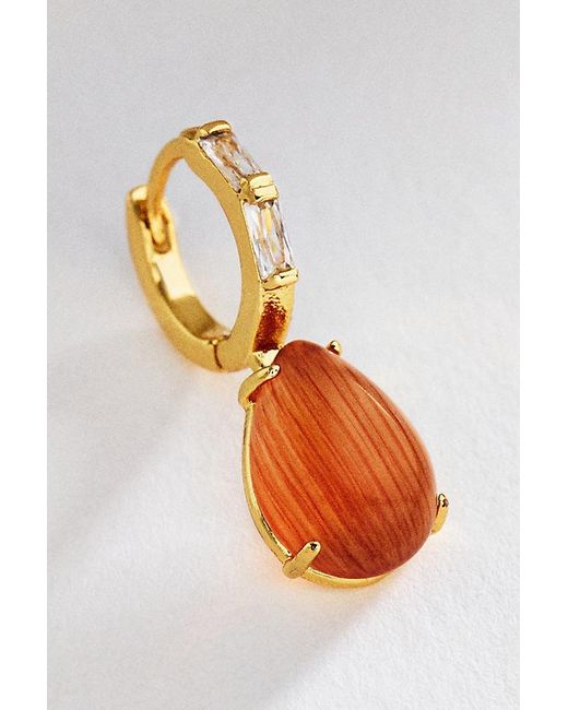 By Anthropologie Orange Gemstone Huggie Hoop Earrings
