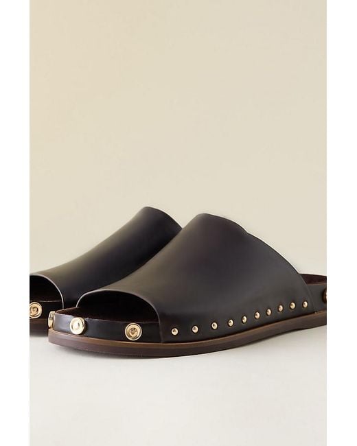 Kelsi Dagger Brooklyn Black Squish Stud Leather Slide Sandals