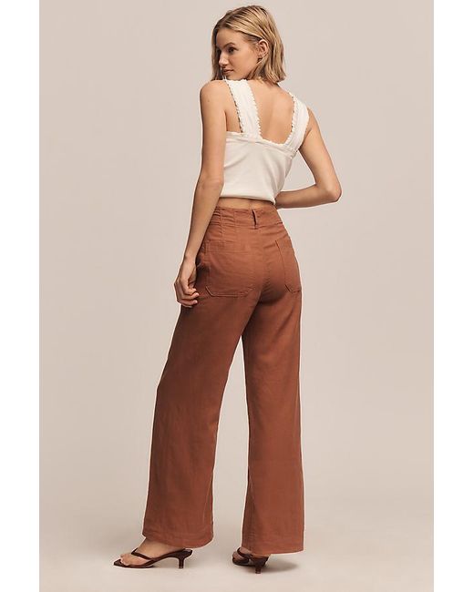 Maeve Natural The Colette Beachy Linen Full-Length Wide-Leg Trousers By