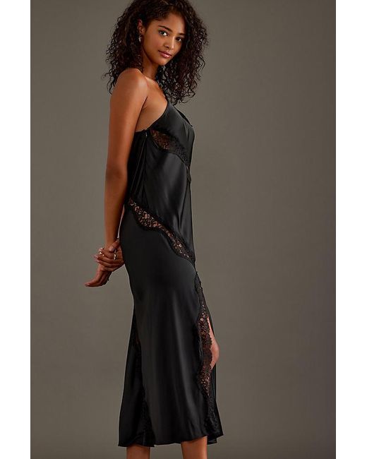 Samsøe & Samsøe Black Salacy One-Shoulder Satin Midi Dress