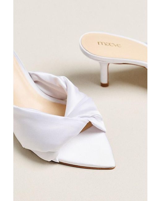 Maeve Natural Satin Wrapped Mule Heels