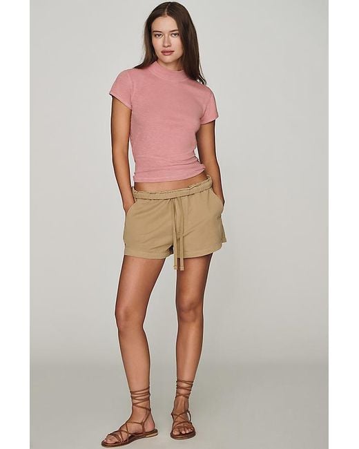 Pilcro Pink Cyris Cotton Modal Turtleneck T-Shirt