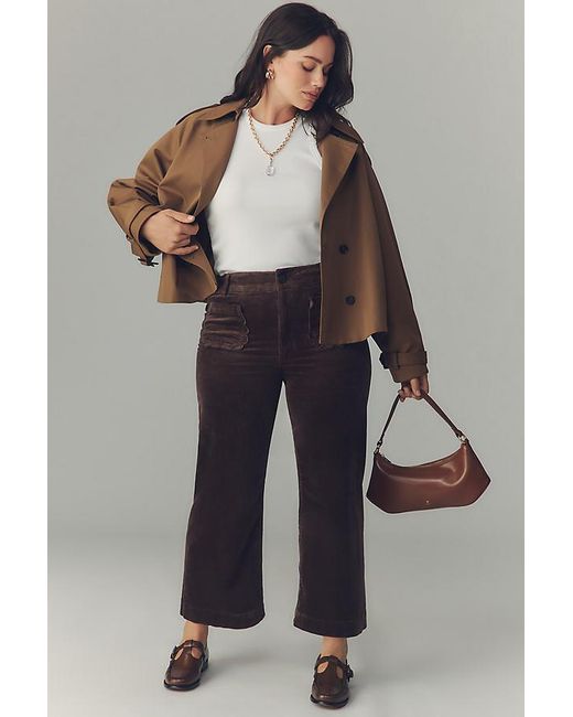 Maeve Brown The Colette Crop Wide-Leg Trousers By Corduroy Scallop Pocket Edition