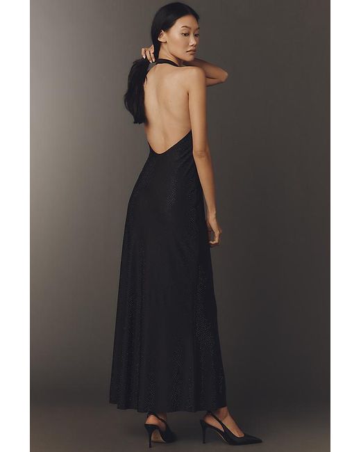 AFRM Gray Danika Halter Mesh Maxi Dress