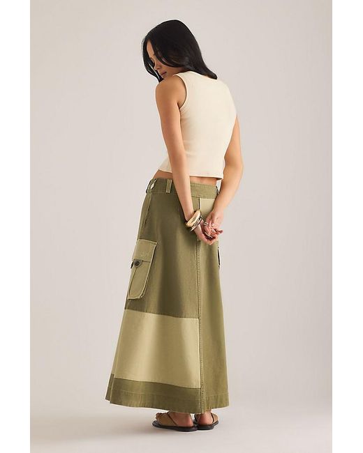 Damson Madder Green Marcelle Colourblock Midi Cargo Skirt
