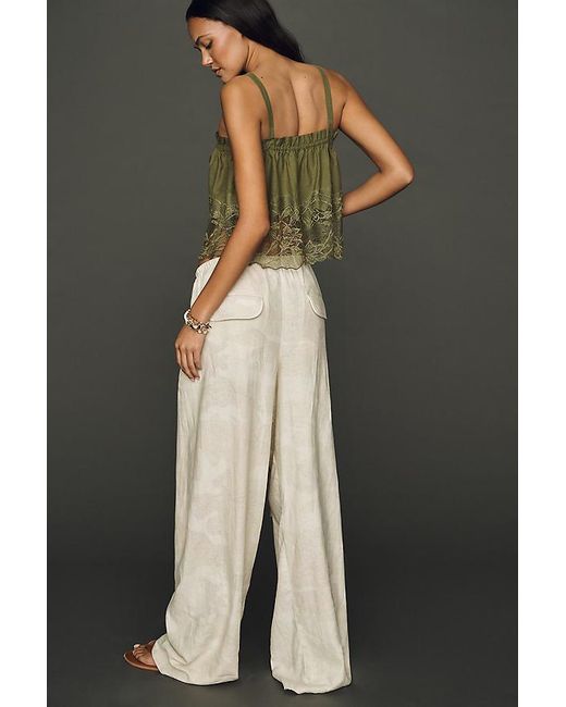 Pilcro Multicolor Hannah Linen-Blend Camo Wide-Leg Trousers