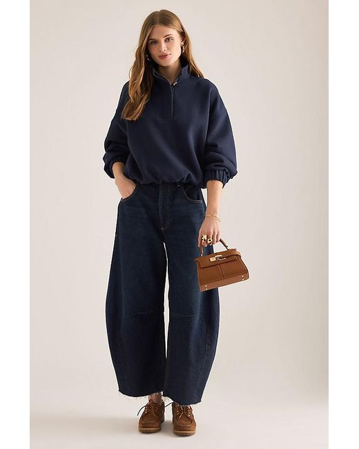 By Anthropologie Blue High-Neck Sweatshirt