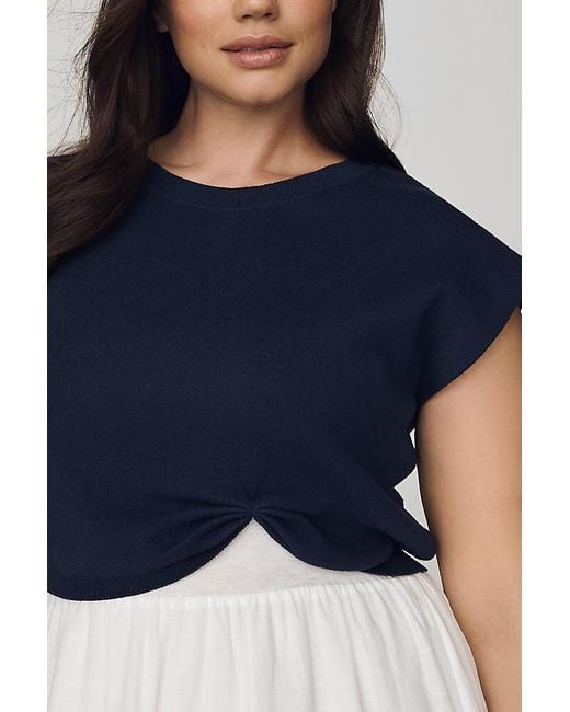 By Anthropologie Blue Gemini Twofer Midi Dress