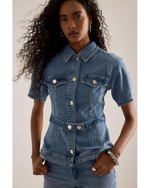 ALIGNE Blue Jette Short-Sleeve Denim Shirt