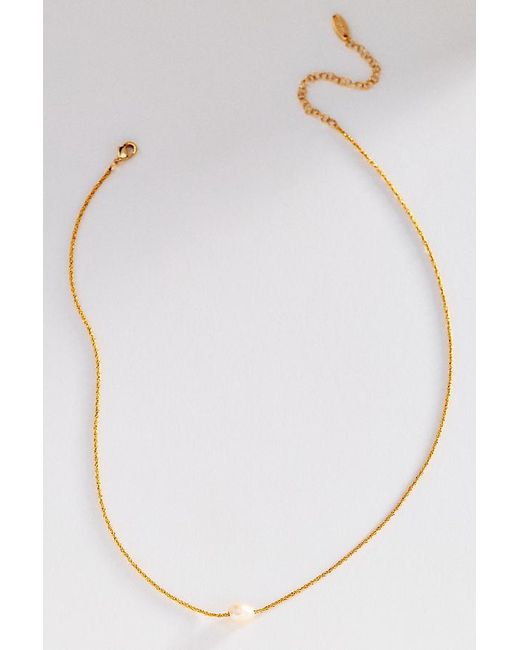 By Anthropologie Brown Delicate Pearl Pendant Necklace