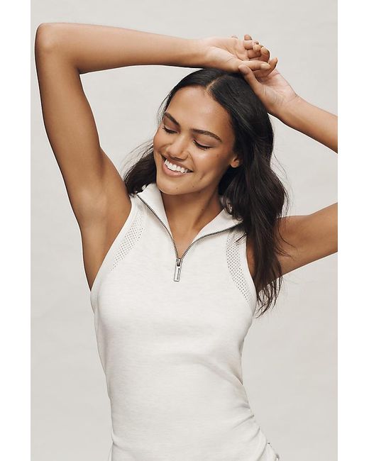 Daily Practice White Quarter-Zip Fitted Mini Dress
