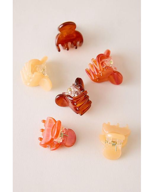 By Anthropologie Orange Mini Hair Claw Clips, Set Of 6