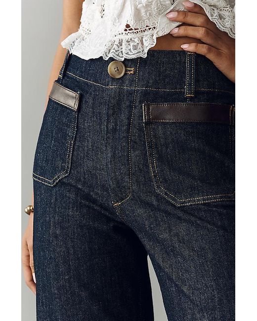 Maeve Blue Colette Full-Length High-Rise Wide-Leg Jeans By