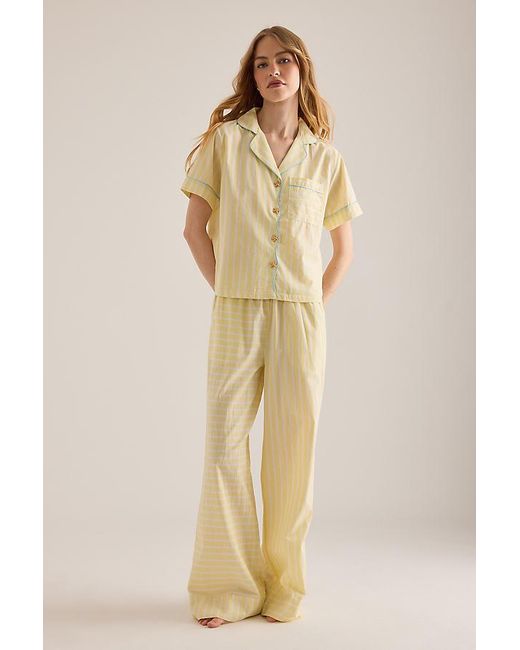 Chelsea Peers Natural Cotton Butter Stripe Short-Sleeve Shirt