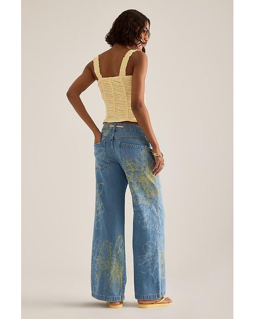 Pilcro Blue High-Rise Wide-Leg Drawstring Jeans