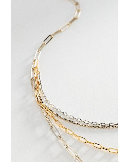 By Anthropologie White Layered Mixed Metal Chain Necklace