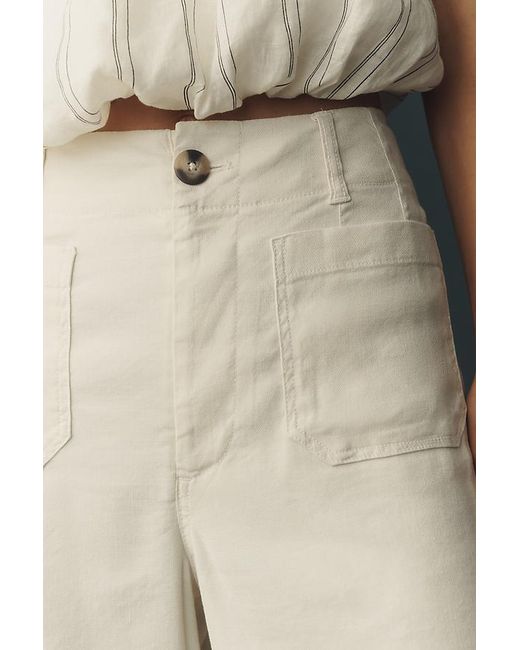 Maeve Gray The Colette Cropped Wide-Leg Trousers By Linen Edition