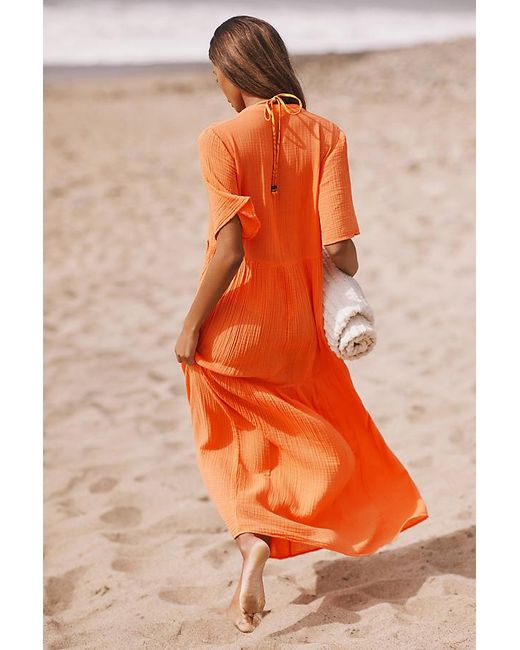 Anthropologie Orange By Flowy Maxi Dress