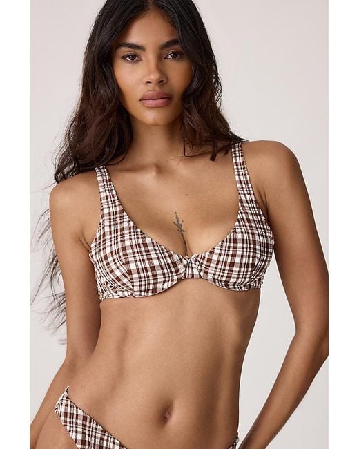 Rhythm Brown London Check Underwire Bikini Top