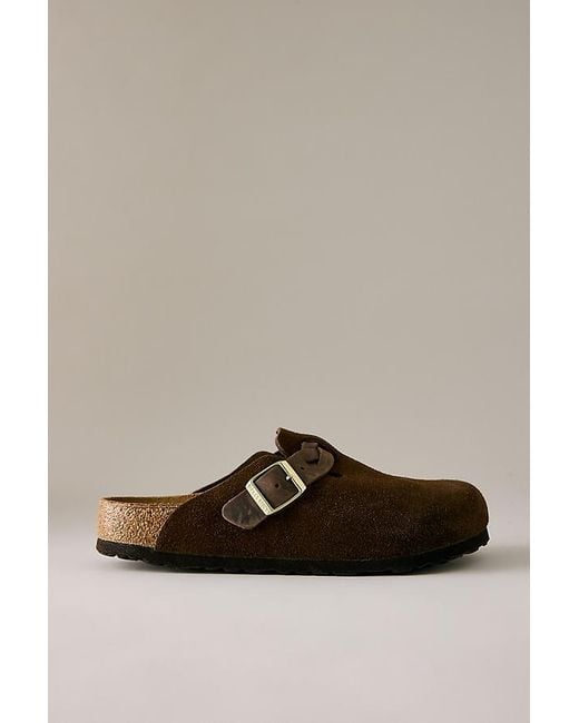 Birkenstock Brown Boston Braided Suede Clogs