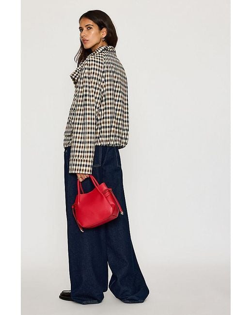 Maeve Blue Faux-Leather Mini Tulip Satchel