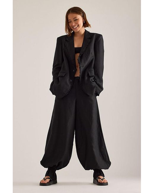 OperaSPORT Black Gia Linen-Blend Balloon Trousers
